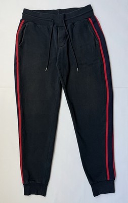 Men s Moncler Jogger Sweatpants Size S Black Red Stripe Good
