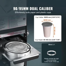 VEVOR Fully Automatic Cup Sealing Machine, 500-650 Cups/H, Cup Sealer Machine fo