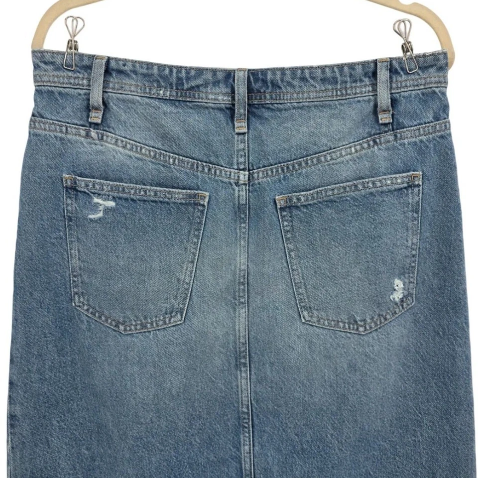 Free People We The Free Mujer 30 Falda Mambo Midi Denim Claro Botón Mosca Jean Foto 4 de 4