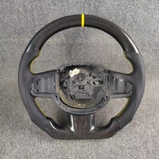 Volvo XC60 XC90 Custom Carbon Flat Bottom Steering Wheel, Heated Leather, Yellow
