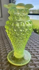 Fenton Topaz Vaseline Opalescent Hobnail 6 Inch Vase. No Damage.
