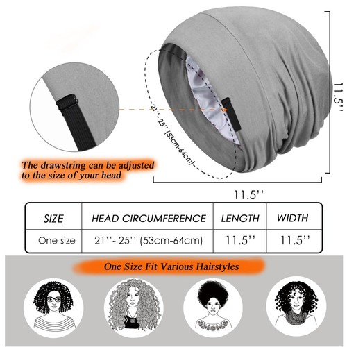 4 Pieces Satin Lined Sleep Bonnet - Adjustable Sleeping Cap Slouchy Beanie Ha... - Picture 2 of 8