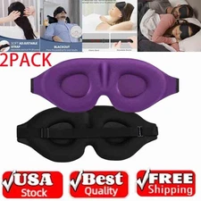 2 Pack Travel 3D Eye Mask Sleep Soft Padded Shade Cover Rest Relax Blindfold