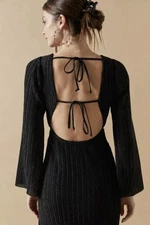 Audrey Parks & Francesca’s Long Black Backless Maxi Dress Sz L / NWT