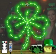 St. Patrick's Day LED Shamrock Window Lights with Remote Control, 1 Pack