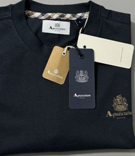 Aquascutum Men Small Logo navy T Shirt 100% Cotton Short Sleeve New