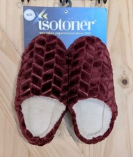 Isotoner Enhanced Heel Cushion Slippers Henna MD 6.5-7.5 Red