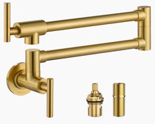 WOWOW Brushed Gold Pot Filler Faucet Wall Mount Folding Kitchen Faucet 304 SS