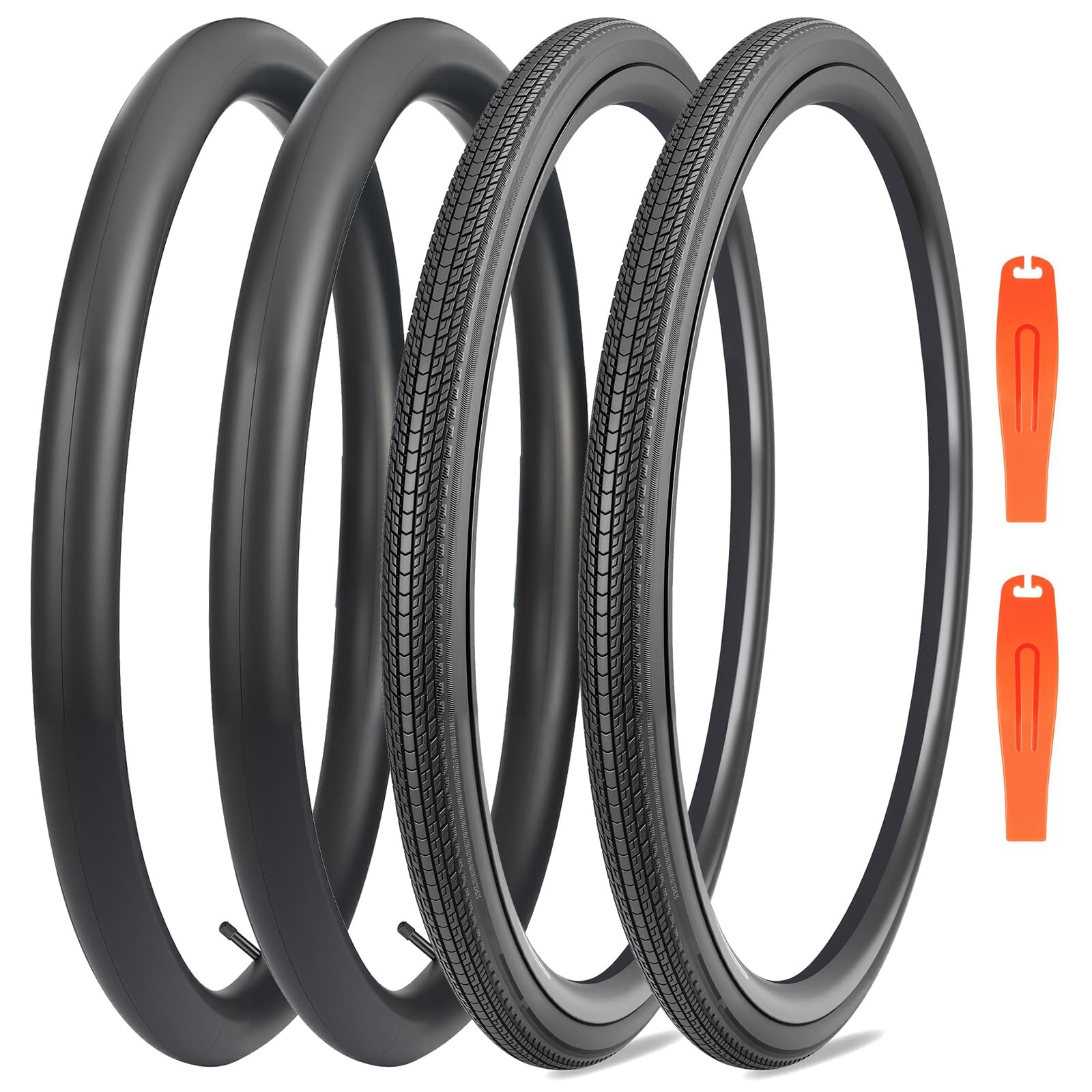 2-Pack Road Bike Folding Tires 700x28C/32C/35C & Levers, Wear-Resistant, Black