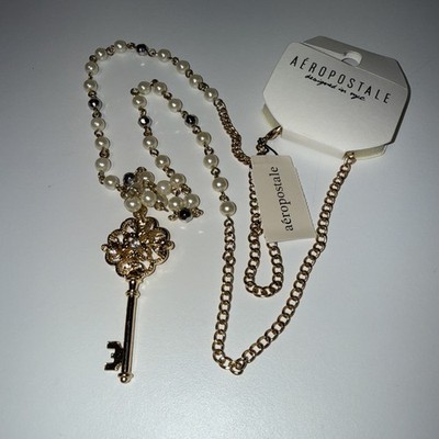 Key Necklace With Pearls Made By Aeropostale