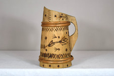 Antique Wooden Mug Large Hand made Wood Tankard Rustic Wooden Cup