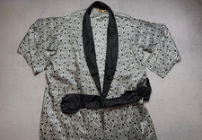 Vintage Tootal Dicel Fabric Smoking Robe Jacket Great Britain Mens size L Gray