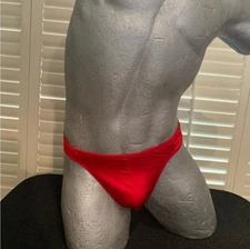 Men's Vintage 1990s Rise Wear Swim Bikini Briefs Sz XL, Red Made In The USA