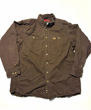 Riggs Workwear by Wrangler Men's Brown Long Sleeve Button-Up Cotton Twill Shirt