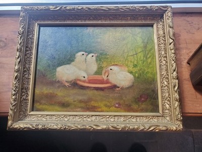oil painting of baby chicks potencial artists/infl Tait, Austrian, Smith, Holder