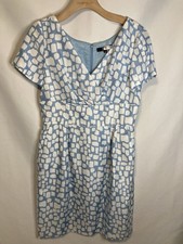 Easter Dress Size 10 Floral Sheath Blue White Midi Pockets Wedding Alex Marie