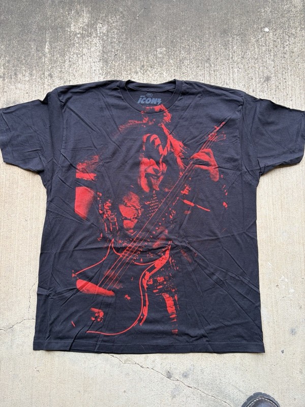 Impact Icons All Over Print Rock Kiss Gene Simmons black t-shirt Size XXL