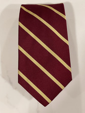 Brooks Brothers Makers Pure Silk Maroon Striped Design Men's Neck Tie - XL Long