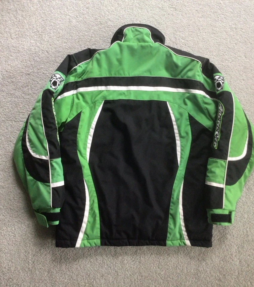 Chaqueta de moto de nieve Arctic Cat niñas jóvenes 12 ropa ártica Catgirl verde acolchada usada en excelente estado Foto 2 de 4