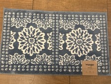 Wrangler Western Bath Rug Blue White Medallion Floral Skid Resistant 20 X 32