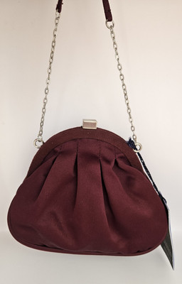 Jasper Conran Clutch Satin plissiert burgunderrot mit Spiegel neu mit Etikett