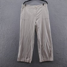 Talbots Womens Wide Leg Linen Blend Pants 14 Beige Elastic Waist Lagenlook