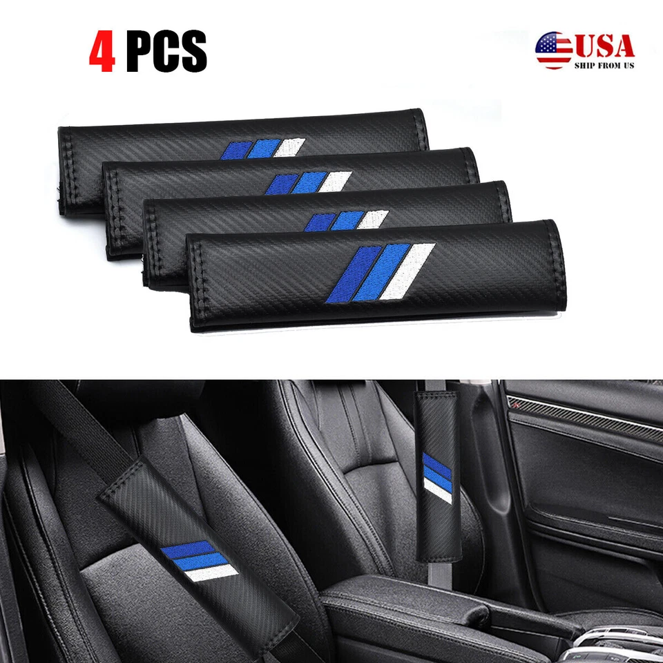 Almohadilla de hombro para cinturón de seguridad azul fibra de carbono accesorio Toyota Tacoma 4 piezas Foto 2 de 4