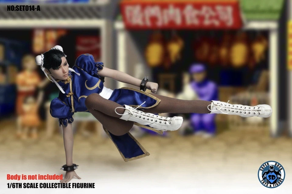 Super Duck Toys 1/6 SET014A Chun Li Azul Nuevo en Caja Street Fighter Con CUERPO Vendedor de EE. UU. Foto 4 de 4