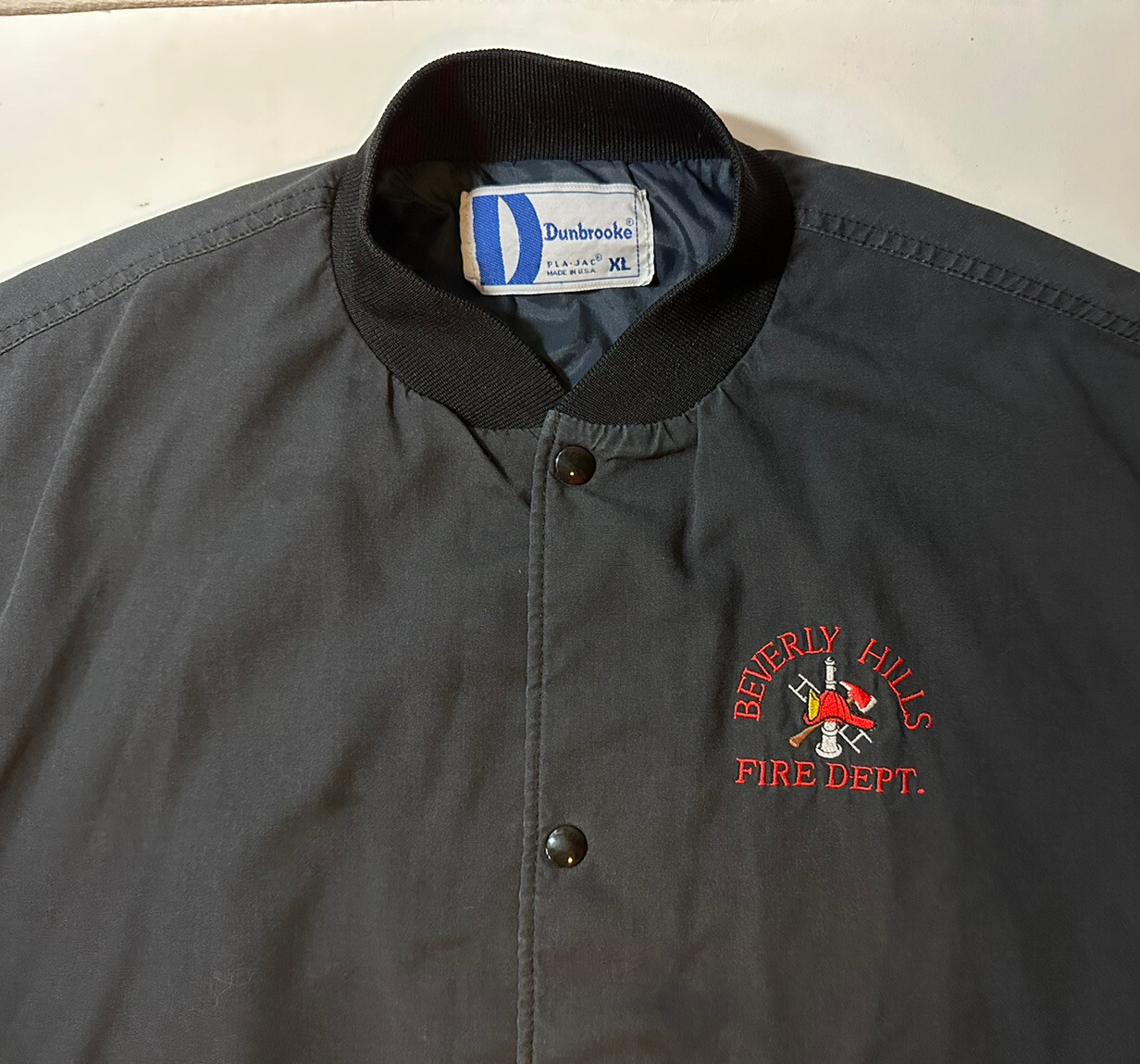 Vintage 80s 90s Beverly Hills Fire Department Bomber Jacket USA XL Dunbrooke eBay