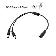 CCTV DC Power 1 Female To 2 Male Cable Splitter 5.5mm x 2.5mm Adapter Led Light