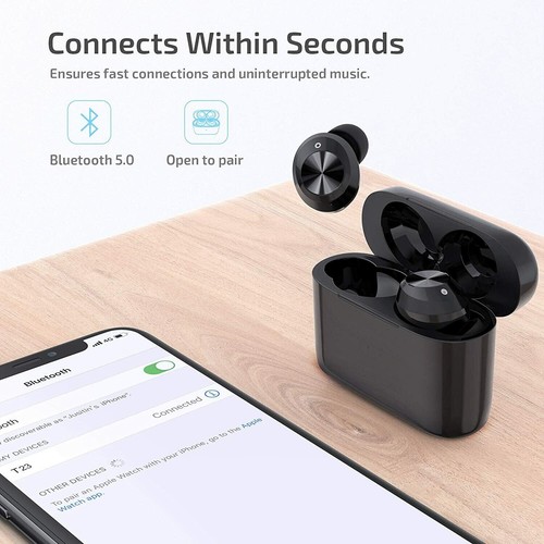 True Wireless Earbuds, Bluetooth 5.0 Headphones in Ear with Charging Case, Black - Picture 2 of 7