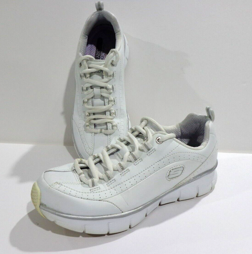 Skechers Flex Elite Damen weiß Leder Memory Foam Sneaker Schuhe Größe 7,5M