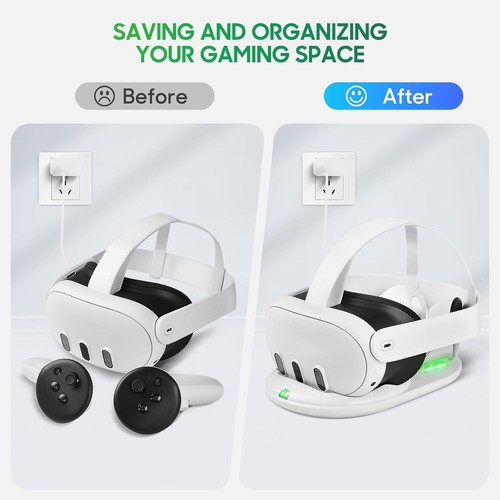 45W Quick Charge Dock for Meta Quest 3 - Wireless Charging & LED Indicator - Picture 7 of 8