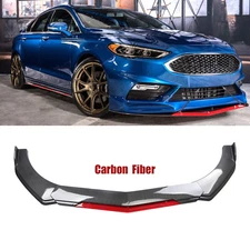 Front Bumper Lip Splitter Spoiler Body Kit Carbon Fiber For Ford Fusion 2006-23