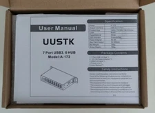 UUSTK Aluminum 7 Ports USB 3.0 Charger Hub Multi Port USB Splitter With 12V 3A P