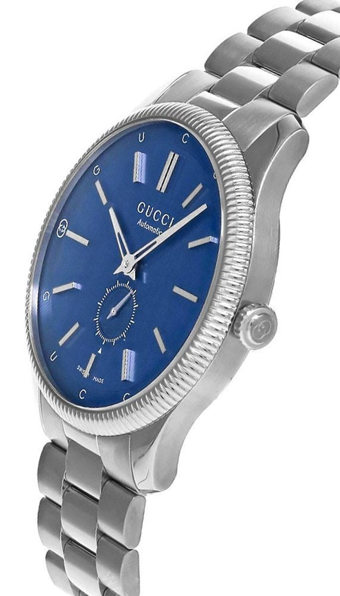 Gucci G-Timeless Auto 40mm Blue Dial Steel Men's Watch YA126389 | eBay