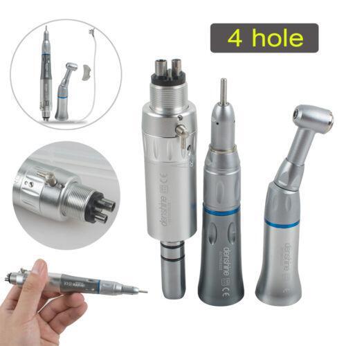 Dental Low Speed Handpiece Set With Contra Angle & Straight Attachments - 4-Hole E-Type Air Motor For Dental Labs