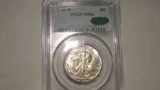 1945-D PCGS MS66 CAC Walking Liberty Silver Half Dollar-Original Toning!