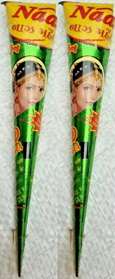 NAAZ DULHAN NEW FRESH Original Naaz Bridal Mehndi Cone Temporary Henna Dark Brown Halal x 2