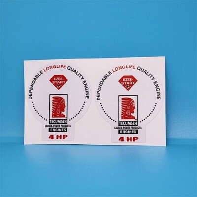 Pair of DECALs for TECUMSEH ENGINE 4 HP , Vinyl STICKER, ''Balloon Decal''
