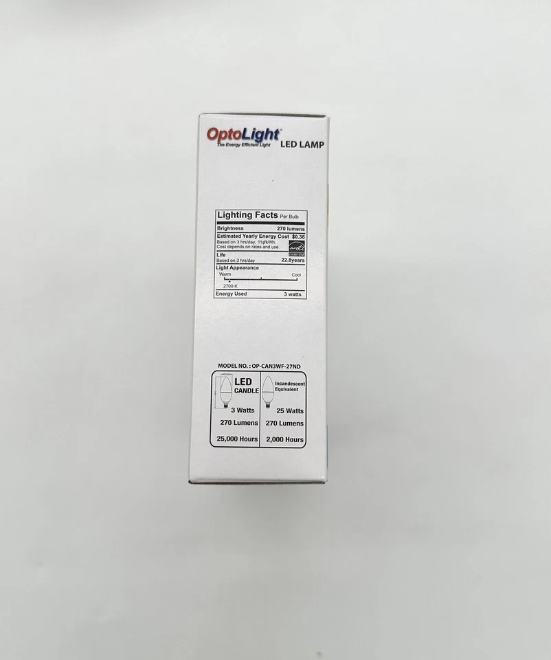 16 Opto Light LED Lamp Non-Dimmable Candle 3W 2700K Soft White Equivalent 25 W - Image 3 of 4