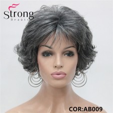 StrongBeauty Short Wig Soft Tousled Curls Brown Highlights Synthetic Wigs