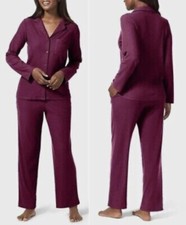 Tommy John Brushed Rib PJ Set Top Bottoms Size S Burgundy Pajamas