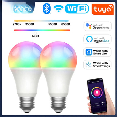 Bulb WIFI Bluetooth Dimmable Light LED lamps 2700-6500k RGB Smart Life APP Voice