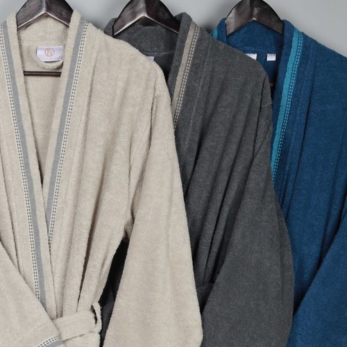 Tinsel Turkish Unisex Cotton Kimono Terry Bath Robe Absorbent Adults Bathrobe - 第 3/40 張圖片