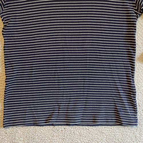 Tommy Hilfiger Mens V-Neck Sweater Sz Large Crest Dark Blue Striped Flaw - Picture 5 of 19