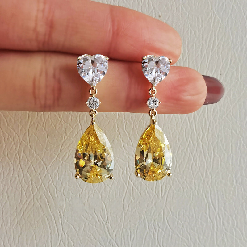 Elegant Yellow Gold Plated Cubic Zirconia Drop Earrings for Women