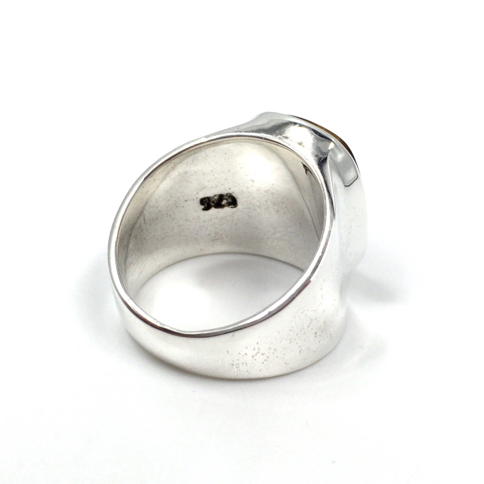 Solid 925 Silver Band Ring Oval Tiger Eye Mens Je… - image 10