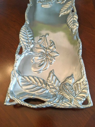 ARTHUR COURT 2001 Magnolia Bird Oblong Rectangular 19" Platter Tray Aluminum EUC - Picture 4 of 9