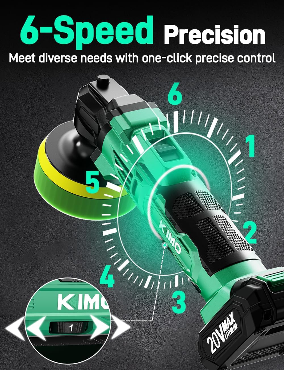 KIMO 20V Cordless Buffer Polisher Kit, 25Pcs Polishing Kit, Car